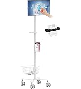C09 Height Adjustable Mobile Medical Computer Monitor Display Cart with Wheels and Basket Storage...