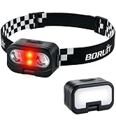 BORUIT BR400 Headlamp with White Red Warm Light, Double-Sided LED Lighting | 180°+180° Rotating H...