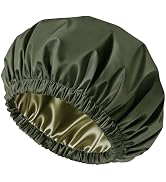 Doitory Satin Lined Shower Cap for Women, Reusable Waterproof Hair Cap, Large Washable Bath Caps ...