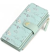 GAEKEAO Womens Wallet RFID Blocking Trifold Large Capacity Ladies Vegan Leather Wallet Floral Mul...