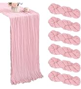 6 Pack Pink Cheesecloth Table Runner 35x120 Inch Gauze Rustic Boho Table Runner 10FT Cheese Cloth...