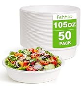 FEHHTO 105oz Extra Large Disposable Sugarcane Fiber Paper Bowl, Heavy-Duty Round Serving Bowl for...