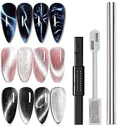 SILPECWEE 3Pcs Cat Eye Magnet for Nails Gel Nail Polish Magnet Wand Nail Art Magnetic Nail Polish...