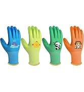 SLARMOR Kids-Gardening-Gloves for Age 3-12, Rubber-Coated Garden Yard Work-Gloves for Children To...