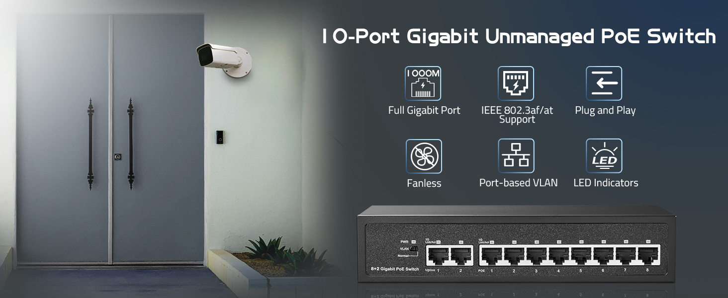 10 port gigabit poe switch