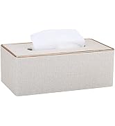 KINGFOM Rectangular PU Leather Tissue Box Holder, Facial Tissue Case Napkin Dispenser for Home Of...