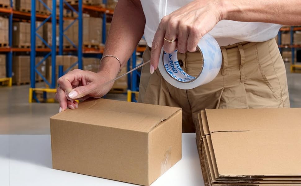 Strong clear packaging tape for sealing cardboard boxes