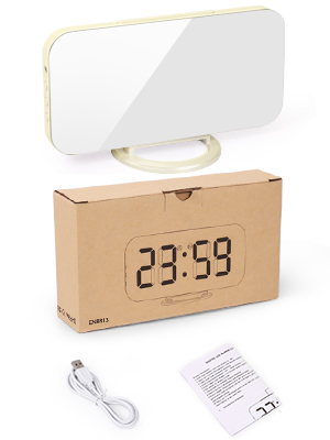 mirror alarm clock with large display