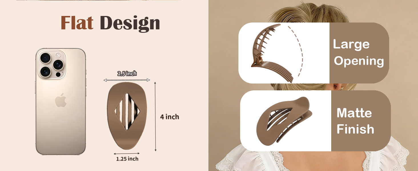 CHANDAT flat hair claw clips size