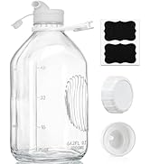Syntic 2 Qt Glass Milk Bottle with Reusable Strong Airtight SCREW LID, 64 Oz Glass Juice Bottles ...