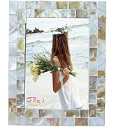 GIFTME 5 Picture Frame 5x7 Mother of Pearl Photo Frame,Beach Picture Frame Tabletop or Wall Hangi...