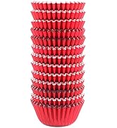 Eoonfirst Mini Foil Cupcake Liners Valentine's Day Muffin Paper Baking Cups 300 Pcs (Red)