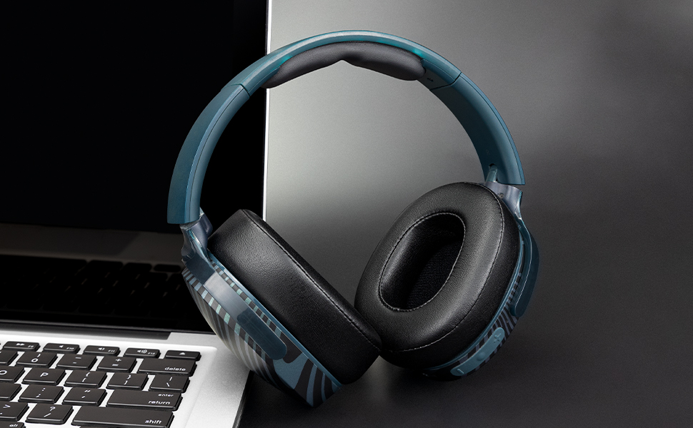 Dark-toned images showing professional headphones and computer keyboard in various angles.