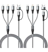 5 in 1 Multi Charging Cable,2Pack 4Ft Multiple Charger Cable USB A/C to Lightning/Type C/Micro US...