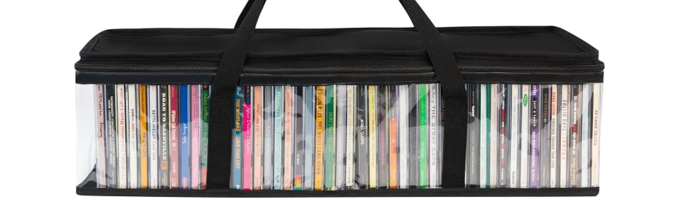 CD Storage Bags - Transparent PVC Media Storage - Water Resistant CD Holder Case with Handles