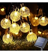 Solar String Lights Outdoor Waterproof,50LED Solar Crystal Globe Lights,8 Mode 7M/24Ft Outdoor So...