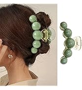 1Pcs Pearl Hair Clips Large Green Pearl Hair Jaw Clips Non Slips Hair Claw Clips Elegant Big Pear...