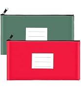 2-Pack Bank Deposit Money Bags with Zipper, 11 x 6 Inches, PU Leather Cash Pouches with Label, fo...