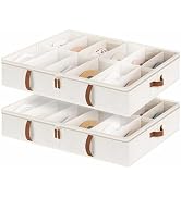 StorageWorks Shoe Organizer Under Bed for Closet, 2-Pack Ultra-thick Fabric Shoe Storage Containe...