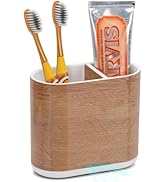 Chintu Toothbrush and Toothpaste Holder with Bamboo Divider for Bathroom Countertop Organizer, 2 ...