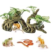 PINVNBY Resin Branch for Reptile Tank,Crested Gecko Climbing Branches with Hideout Cave Bearded D...