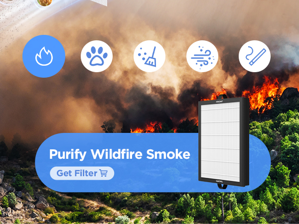 HEPA filter air purifier traps wildfire smoke, keeping your home safe from harmful particles