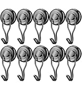 FINDMAG 10 Pack Black Swivel Swing Magnetic Hooks Heavy Duty, Strong Neodymium Magnet Hooks for H...