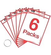 SUNEE 6 Packs Oversized Reusable Dry Erase Pocket Sleeves with Ring, Red 10x14 Ticket Holders, Cl...