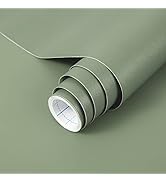 practicalWs Sage Green Wallpaper Stick and Peel Green Contact Paper 17.7'' x 118.1'' Green Remova...