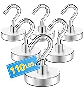 TRYMAG Magnetic Hooks Heavy Duty, 110Lbs+ Strong Magnet Hooks for Hanging, Super Neodymium Magnet...