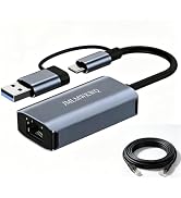 USB A & USB C Gigabit Ethernet Adapter, 1000Mbps RJ45 LAN Network Converter, Plug and Play Portab...