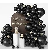 CVPARTYON Black Balloons 125 Pcs Different Sizes 18 12 10 5 Inch Black Balloon Arch Kit Garland B...