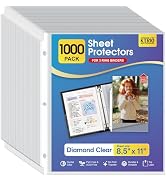 KTRIO 1000 Pack Sheet Protectors 8.5 x 11 inch, Clear Page Protector for 3 Ring Binder, Plastic S...