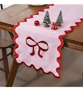 Pink Bows Valentines Day Table Runner 15x69 Inch Cute Red Bow Christmas Table Runners Romantic Ta...