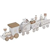 NUOBESTY 4pcs/Set Wooden Train Toy Christmas Train Toy Creative Birthday Present Decorative Table...