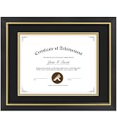 8.5x11 Diploma Frame - Use as 8.5x11 Certificate Frame with Black Over Gold Mat or 11x14 Frame wi...