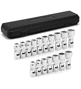 TecoTek 17-Piece 3/8-Inch Drive Universal Joint Socket Set, Swivel Socket Set, 6-Point, SAE (3/8