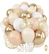 Blush Gold White Sand Confetti Balloons, 50pcs 12 inch Beige Gold Nude Neutral Balloons for Baby ...