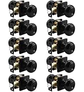 Probrico Colonial Privacy Door Knobs with Square Rosette, Black Interior Bath/Bed Door Locks, 10 ...