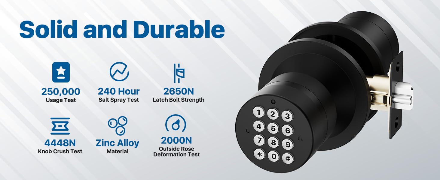 keyless entry door lock with knob