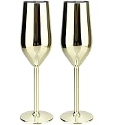 TJ Unbreakable 8 Oz Stainless Steel Champagne Flutes (2 Pack)- Gold Champagne Glasses - Reusable ...