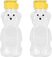 2Pcs Yellow 8 Oz Plastic Bear Honey Bottle Jars, Empty Honey Squeeze Bottle with Flip-top Lid for...
