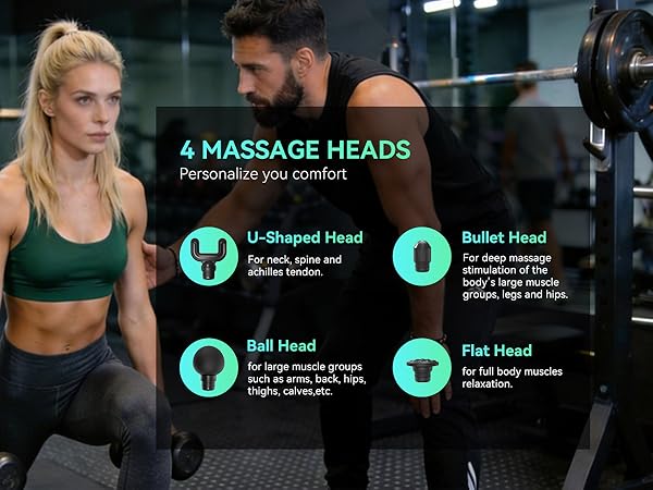 4 massage heads of massage gun