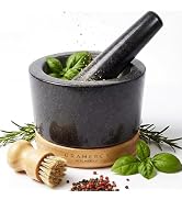 Gramercy Mortar and Pestle Set – Heavy Duty Granite Stone Grinder with Stable Bamboo Base, Extra ...