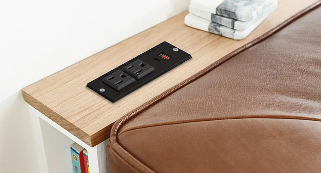 Recessed Power Outlet Socket with 2 AC Plugs, 2 USB Ports