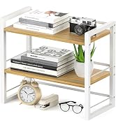 ART-GIFTREE Office Desk Shelf Organizer, Wood Desktop Bookshelf Supplies Storage Rack, Shelf for ...