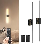 AMIR Battery Operated Wall Sconces with Remote Control, Wall Lights, 3000K-6000K, 5 Brightness Le...
