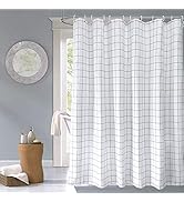 AooHome Extra Long Black and White Shower Curtain, 72x78 Inch Geometric Plaid Pattern Fabric Bath...