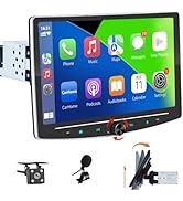 Single DIN Car Stereo Wireless Apple CarPlay, Wireless Android Auto, 10.1 Inch Touchscreen, Bluet...