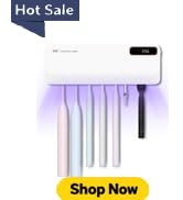 UV Toothbrush Cleaner Holder, Temracha Toothbrush Holders for Bathrooms, 5+1+1 Slots Tooth Brush ...